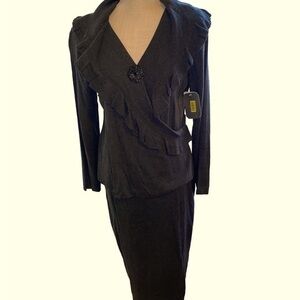 Adrianna Papell  2 piece Dark Gray Skirt Suit